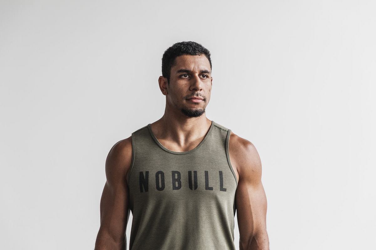 Nobull Men's Tank Tops Green | Australia (KO2305)